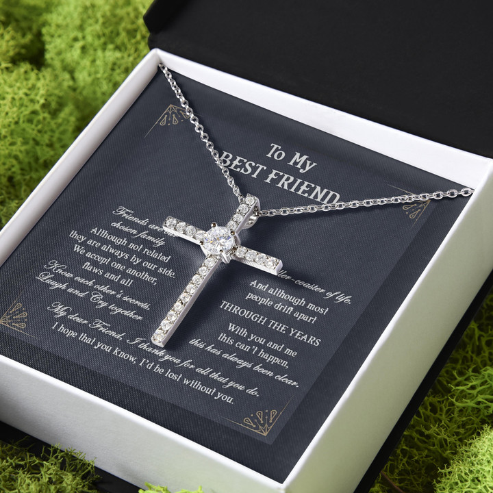 I'd Be Lost Without You Gift For Friend CZ Cross Necklace