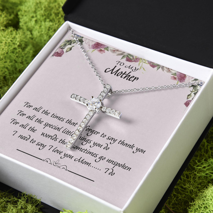 I Need To Say I Love You Gift For Mom CZ Cross Necklace