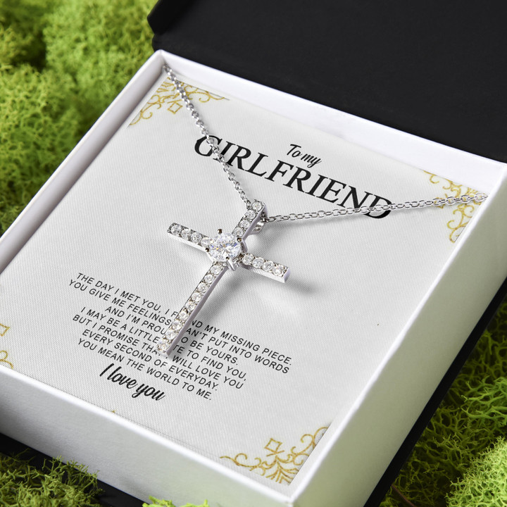 I Love You The Day I Met You Gift For Girlfriend CZ Cross Necklace