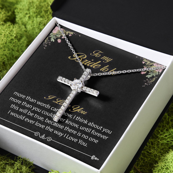 I Love You Gift For Wife Future Wife CZ Cross Necklace