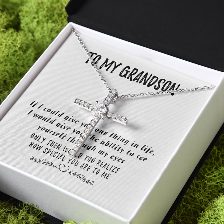 How Special You Are To Me Gift For Grandson CZ Cross Necklace