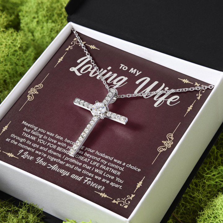 Gift For Wife Love You Forever And Always CZ Cross Necklace