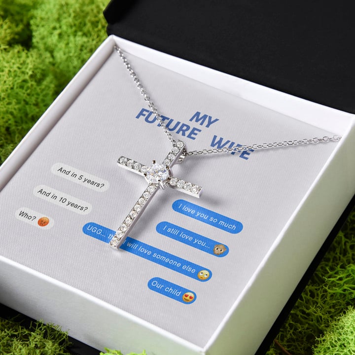 Gift For Wife Future Wife I Love You So Much I Still Love You CZ Cross Necklace