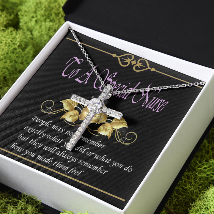 Gift For Nurse People May Not Remember Exactly What You Did CZ Cross Necklace