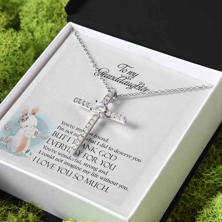 Gift For Granddaughter I Could Not Imagine My Life Without You CZ Cross Necklace