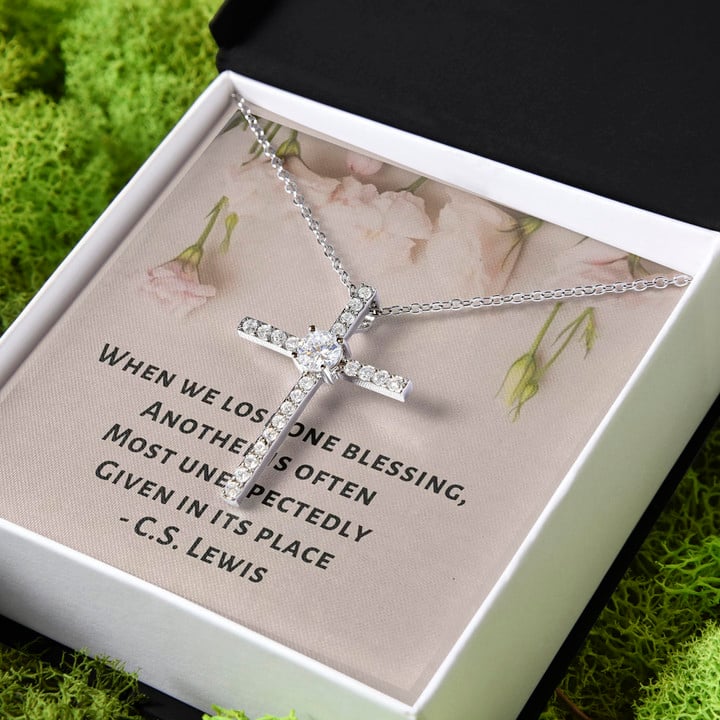 Gift For Friend When We Lose One Blessing For Best Friend CZ Cross Necklace