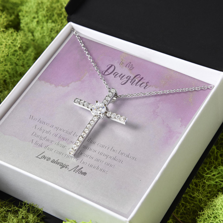 Gift For Daughter Purple Cloud Love Always CZ Cross Necklace