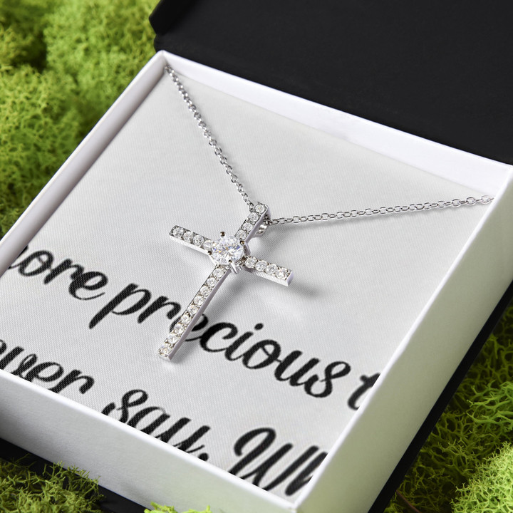 Gift For Daughter Beautiful From Dad CZ Cross Necklace