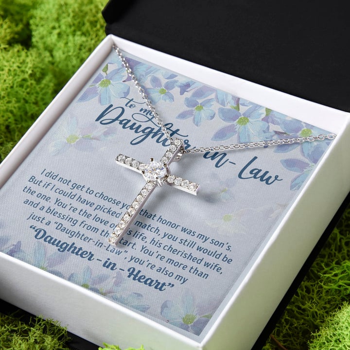 Daughter In Love Gift For Daughter In Law CZ Cross Necklace