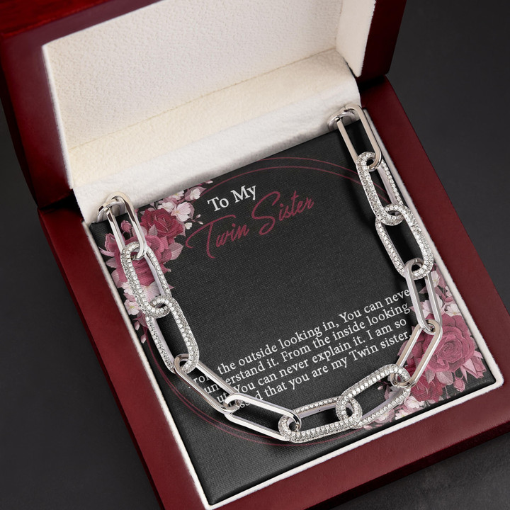 So Blessed That You're My Twin Sister Gift For Sister Forever Linked Necklace