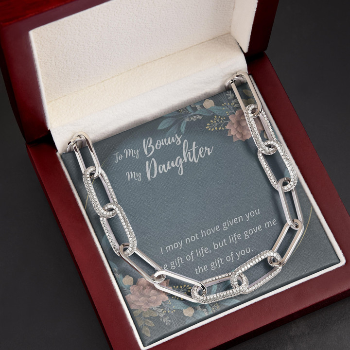 Life Gave Me The Gift Of You For Daughter Forever Linked Necklace