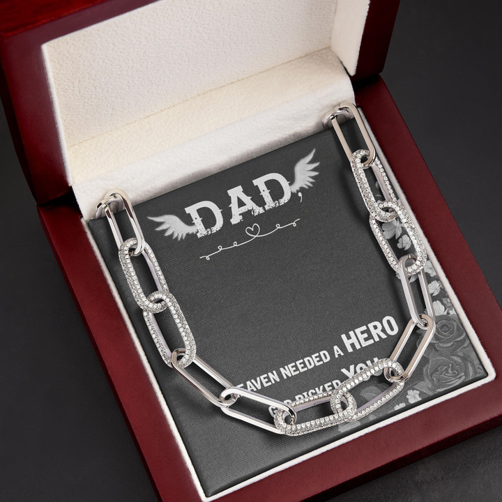 Gift For Dad Heaven Needed A Hero God Picked You For Angel Dad Forever Linked Necklace