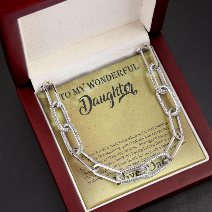 Dad Gift For Daughter Always Keep Me In Your Heart Forever Linked Necklace