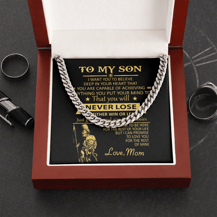 You'll Never Lose Mom Gift For Son Cuban Link Chain Necklace