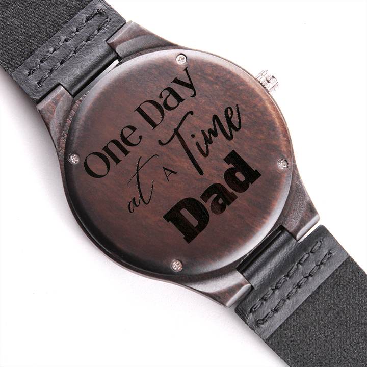 Gift For Dad One Day At A Time Engraved Wooden Watch