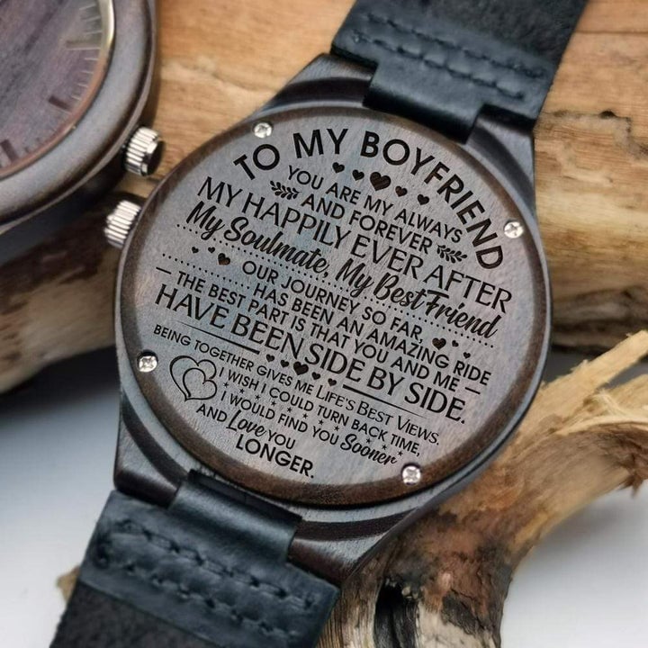 Gift For Boyfriend My Soulmate My Best Friend Our Journey So Far Engraved Wooden Watch