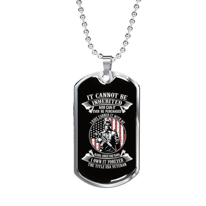 Black Background American Flag Pattern It Can Not Be Inherited Dog Tag Necklace