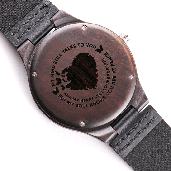 Butterflies My Mind Still Talks To You Engraved Wooden Watch Gift For Him