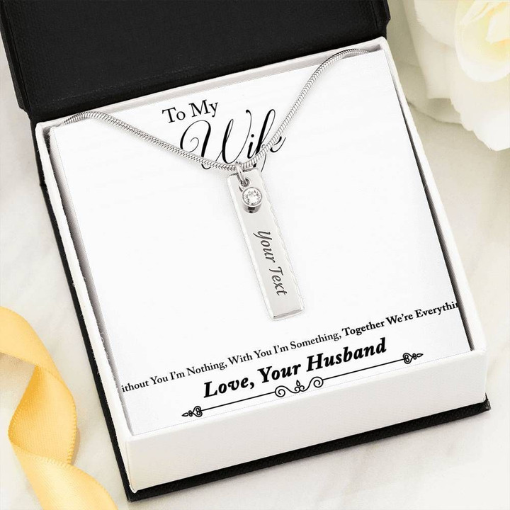 Without You I'm Nothing Birthstone Name Bar Necklace Gift For Life Partner