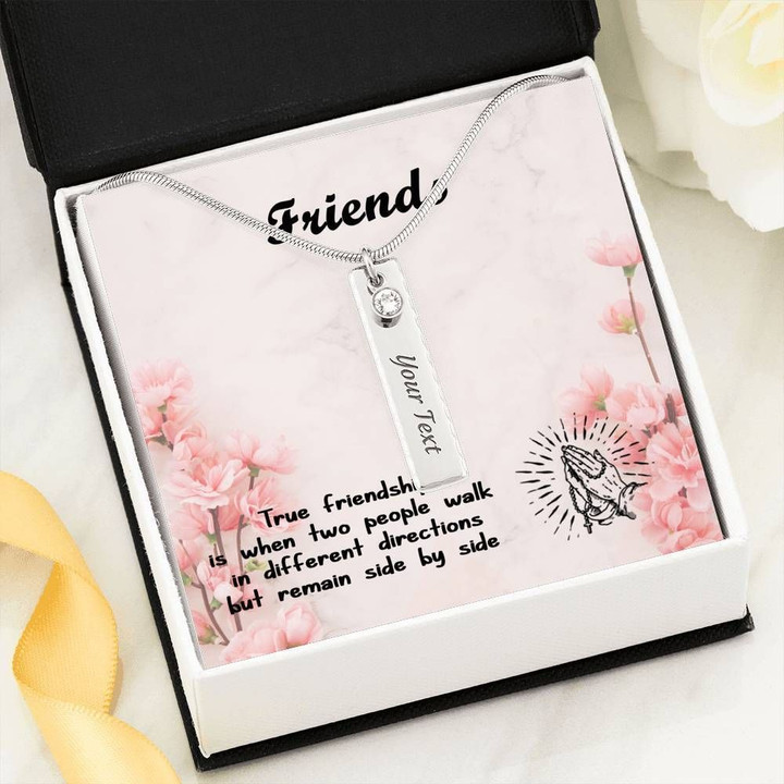 True Friendship Is When Two People Walk Birthstone Name Bar Necklace Gift For Friend
