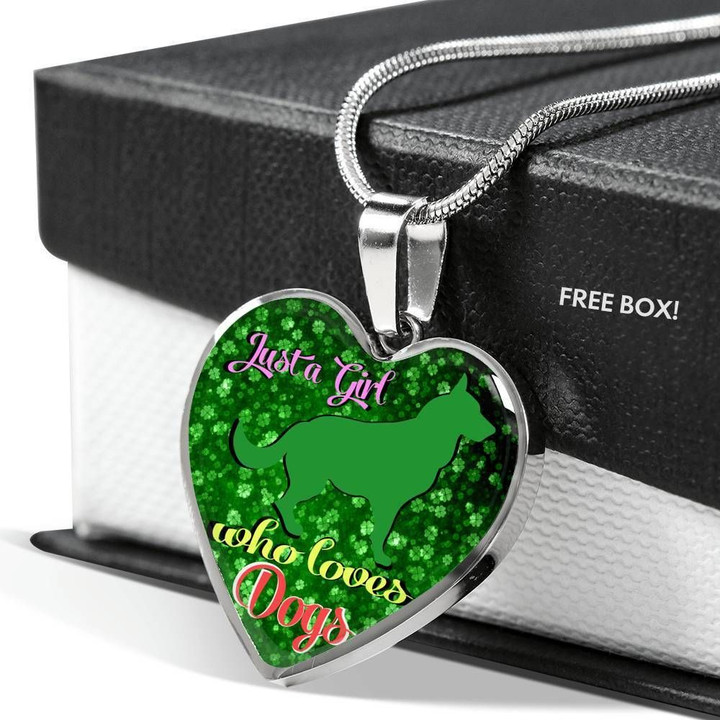 Gift For Dog Lovers Silver Heart Pendant Necklace On St. Patrick's Day
