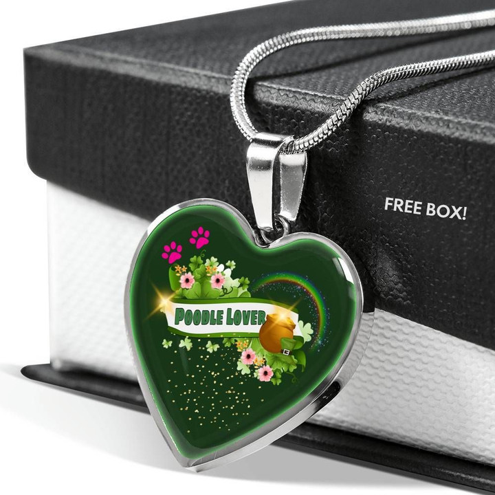 Poodle Dog Lovers St Patrick Day Gift Necklace