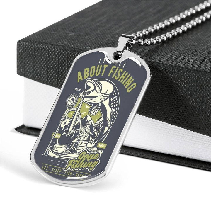 " All About Fishing " Dog Tag Necklace