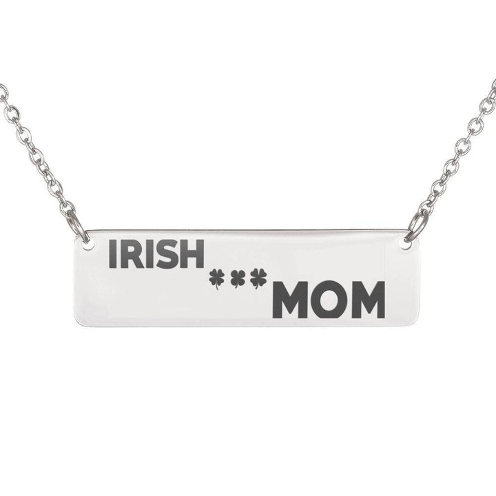 St. Patrick's Day Irish Mom Horizontal Bar Necklace Gift For Mom