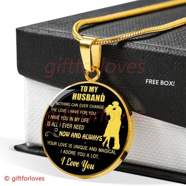 Gift For Husband 18k Gold Circle Pendant Necklace Your Love Is Unique
