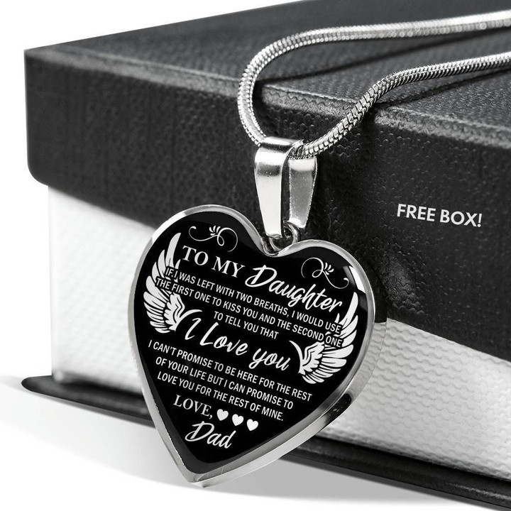 To My Daughter I Love You From Dad Heart Pendant Necklace