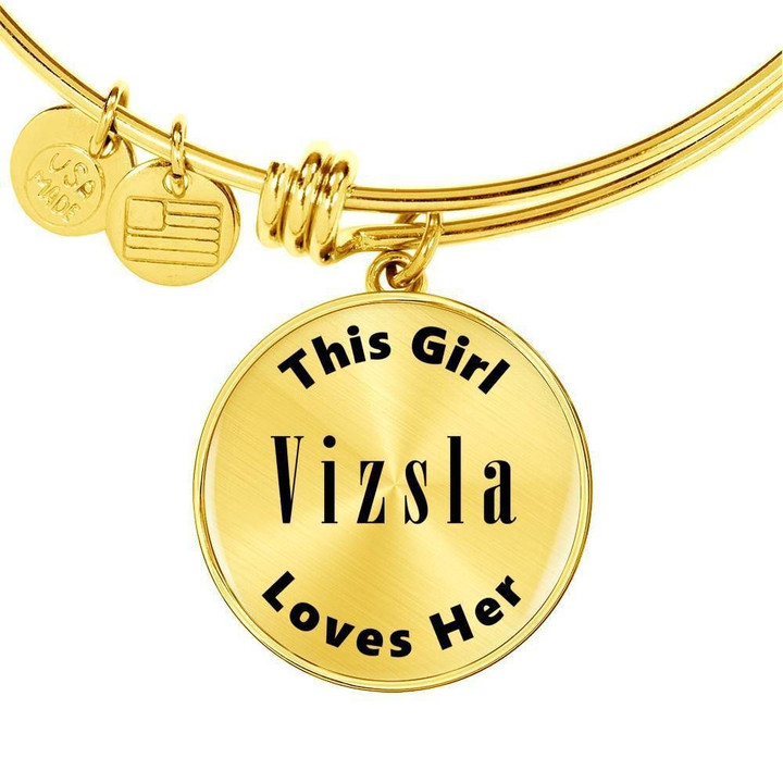 Gift For Girl Name Vizsla 18k Gold Finished Circle Bangle Bracelet