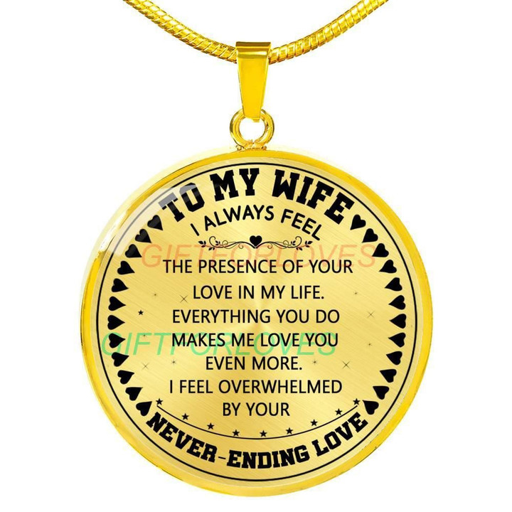 Everything You Do Make Me Love You 18k Gold Circle Pendant Necklace For Wife
