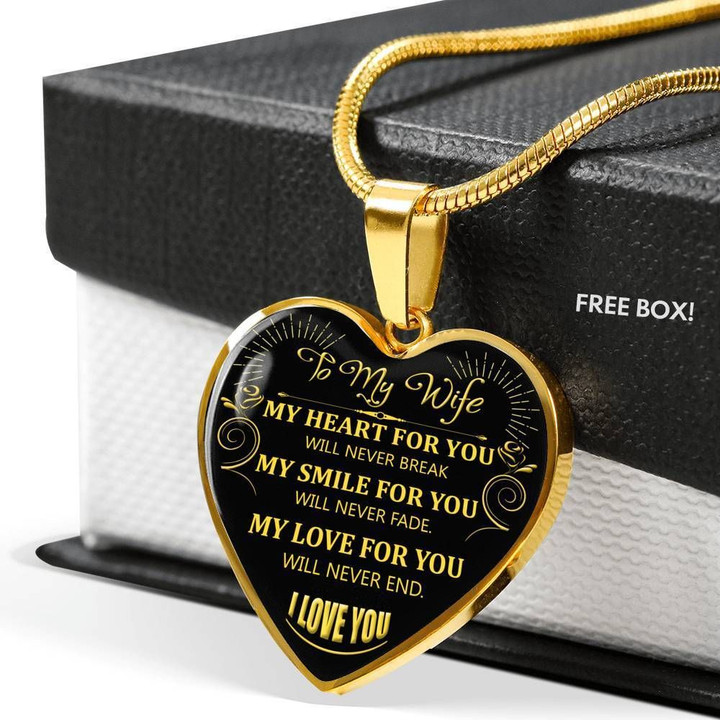 Gift For Wife 18k Gold Heart Necklace My Heart For You Will Never Break