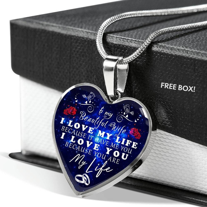 You’re My Life Silver Heart Pendant Necklace Present For Beautiful Wife