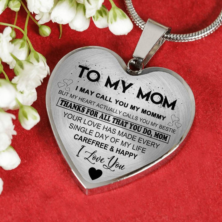 Gift For Mom Silver Heart Pendant Necklace Thanks For All That You Do