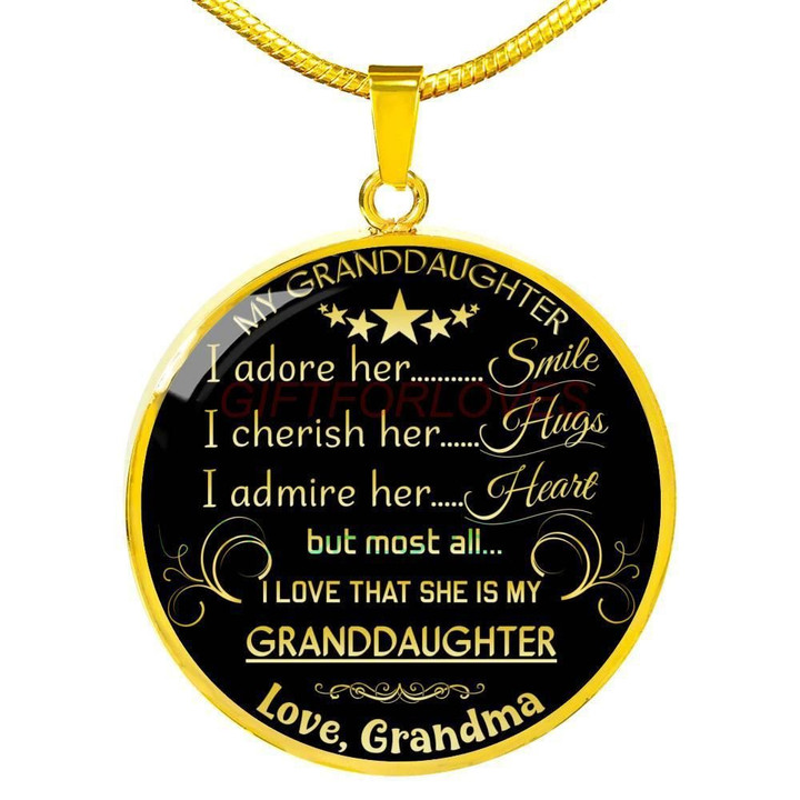 Gift For Granddaugter 18k Gold Circle Pendant Necklace I Admire Her Heart
