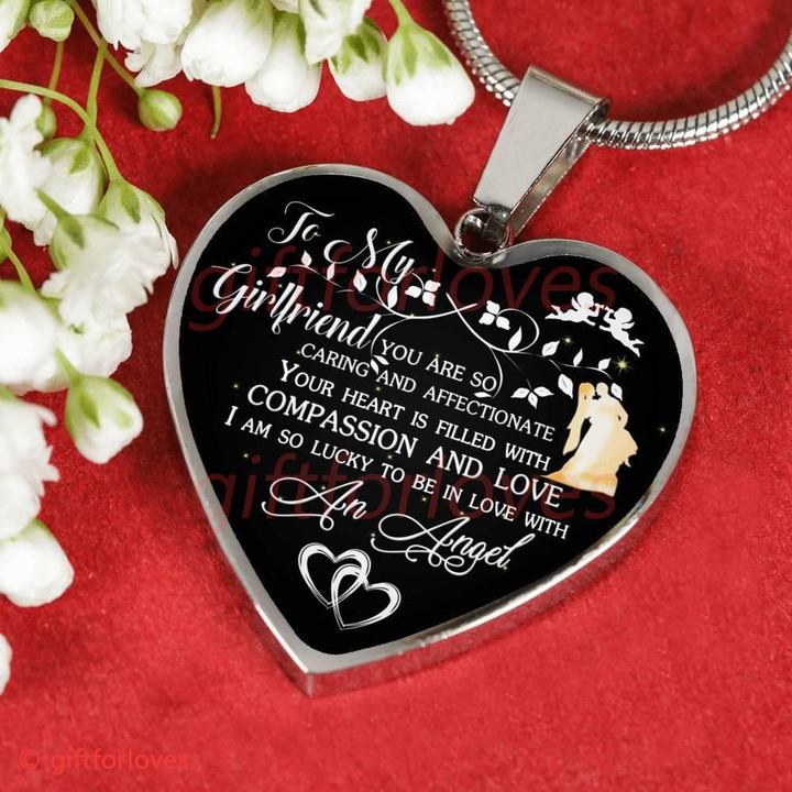 Gift For Girlfriend Silver Heart Pendant Necklace You Are So Caring