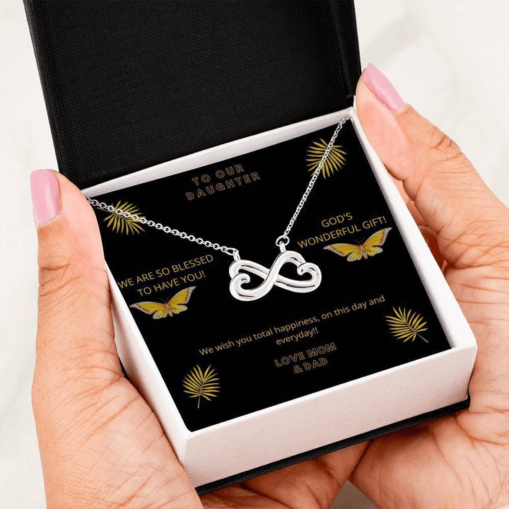 To Our Daughter - We Wish You Total Happiness Infinity Heart Necklaces