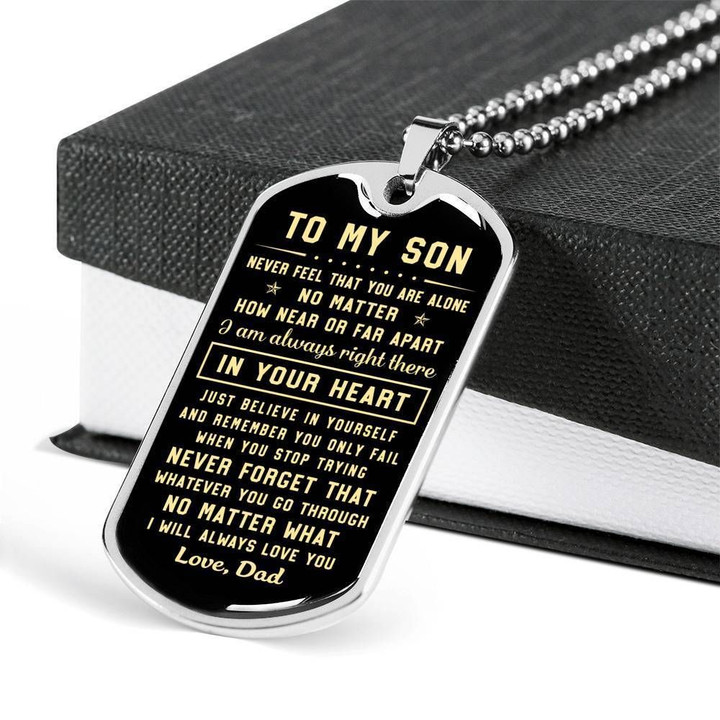 I'll Always Love You Dad Gift For Son Dog Tag Necklace Stainless Necklace