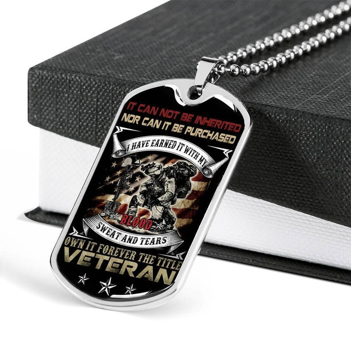 Blood Sweat And Tears The Title Veteran Dog Tag Necklace Gift For Veteran Dad