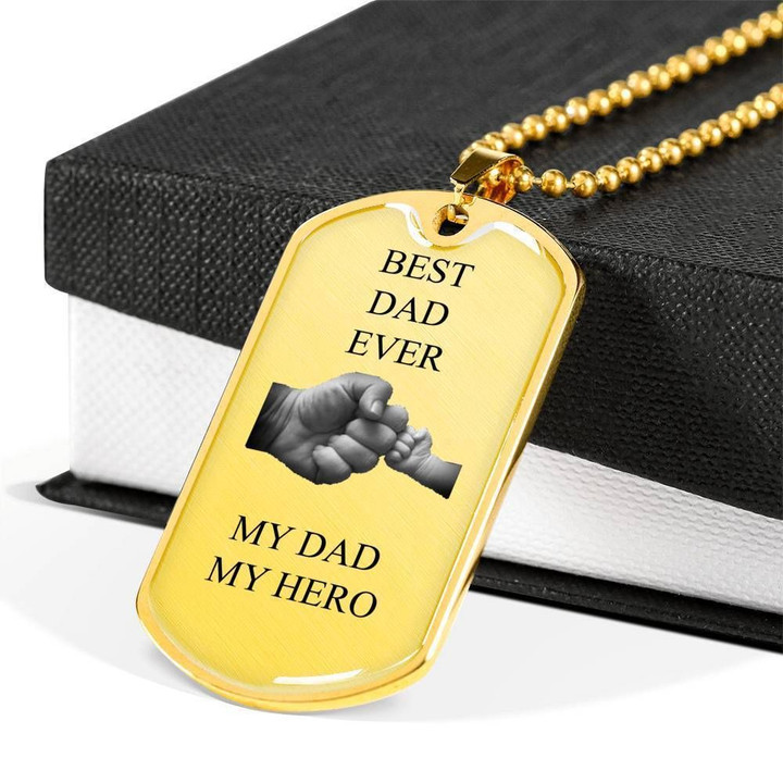 18k Gold Dog Tag Necklace Best Dad Ever My Dad Gift For Dad