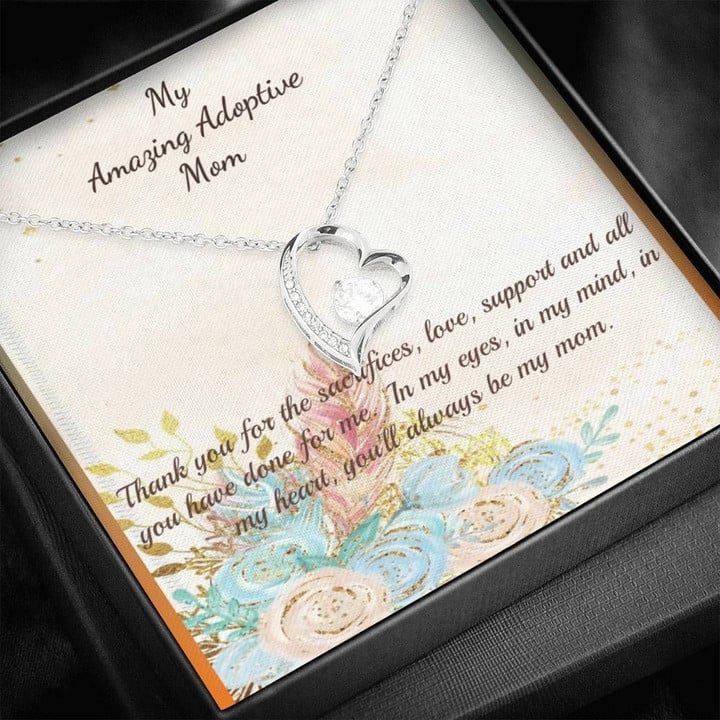 Giving An Amazing Adoptive Mom Silver Forever Love Necklace You'll Always Be My Mom