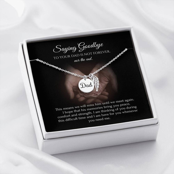 Saying Goodbye To Dad Remembrance Angel Wing Necklace Giving Angel Dad Stainless Birthday Gifts For Dad