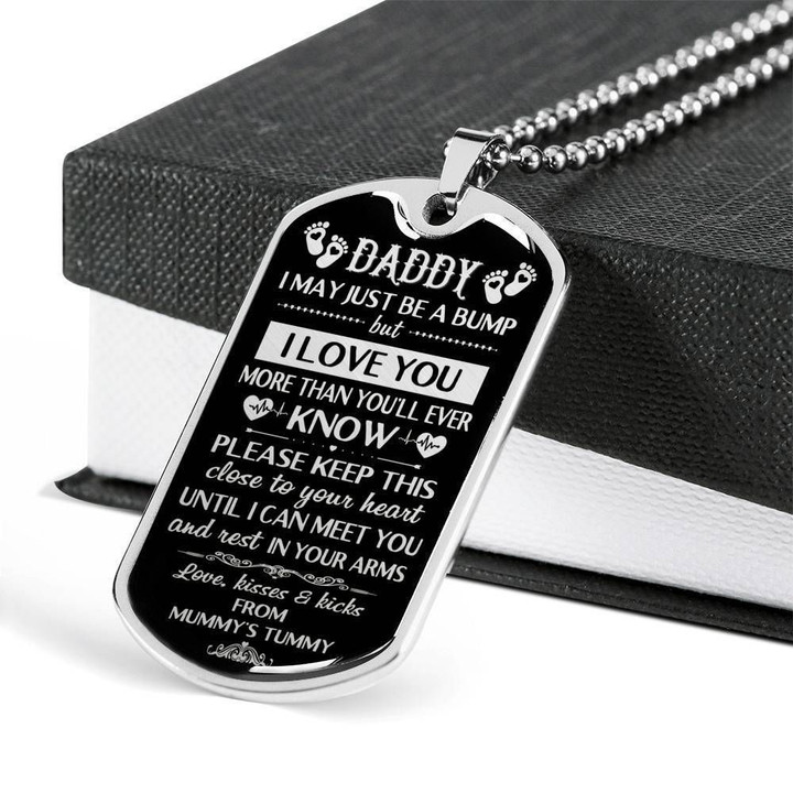 I May Just Be A Bump Dog Tag Necklace Gift For Dad