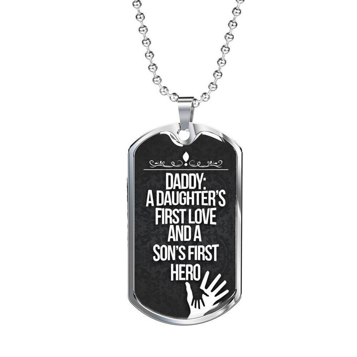 A Daughters First Love A Son First Hero Dog Tag Necklace Gift For Dad
