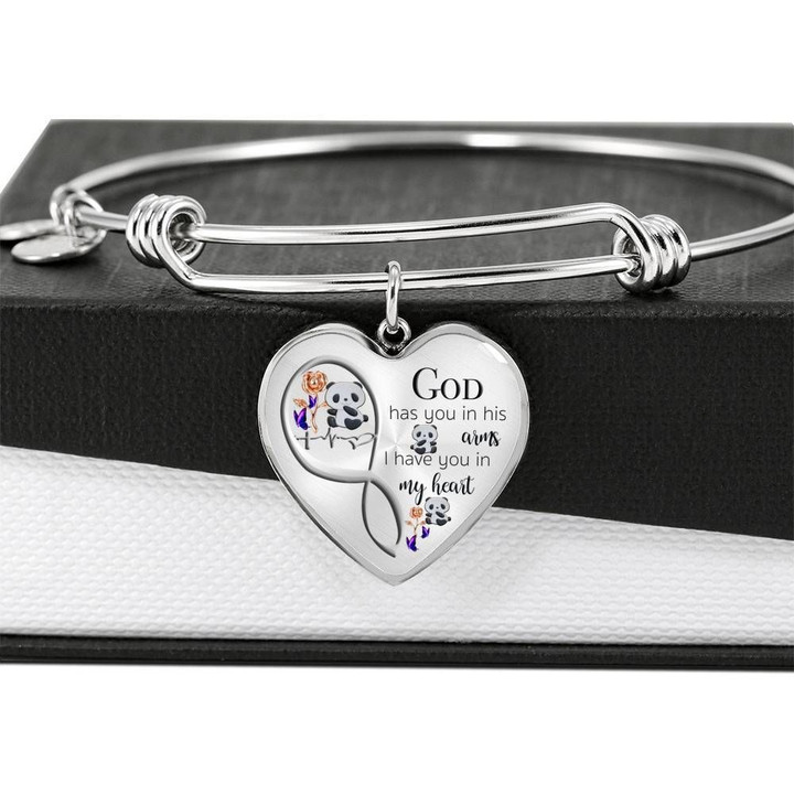 Panda God Has You Gift For Women Heart Pendant Bracelet Bangle