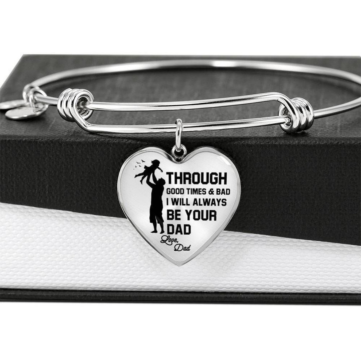 I'll Always Be Your Dad Silver Heart Pendant Bracelet Giving Daughter Bangle