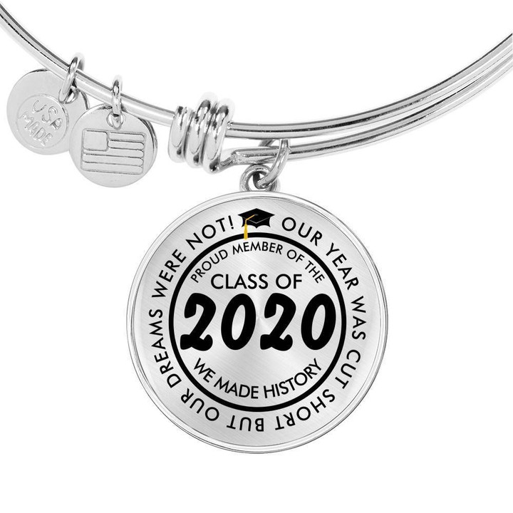 Silver Circle Pendant Bracelet Graduation Gift Proud Member Of The Class 2020