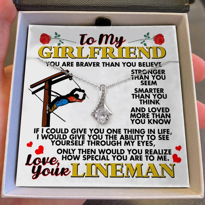 Lineman Giving Girlfriend How Special You Are To Me Alluring Beauty Necklace