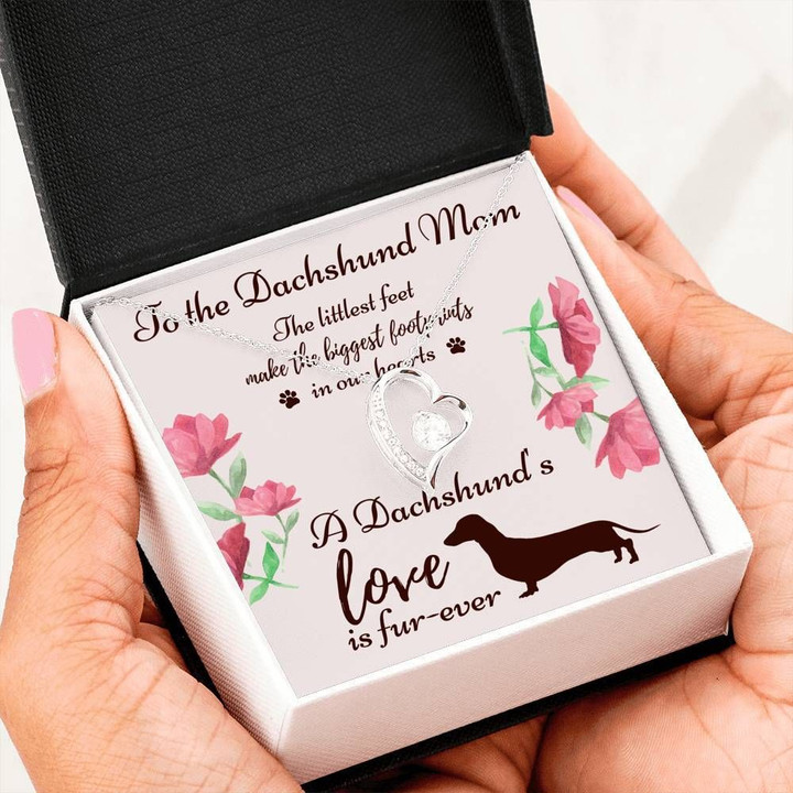A Dachshund Love Fur-Ever Silver Forever Love Necklace Gift For Mom
